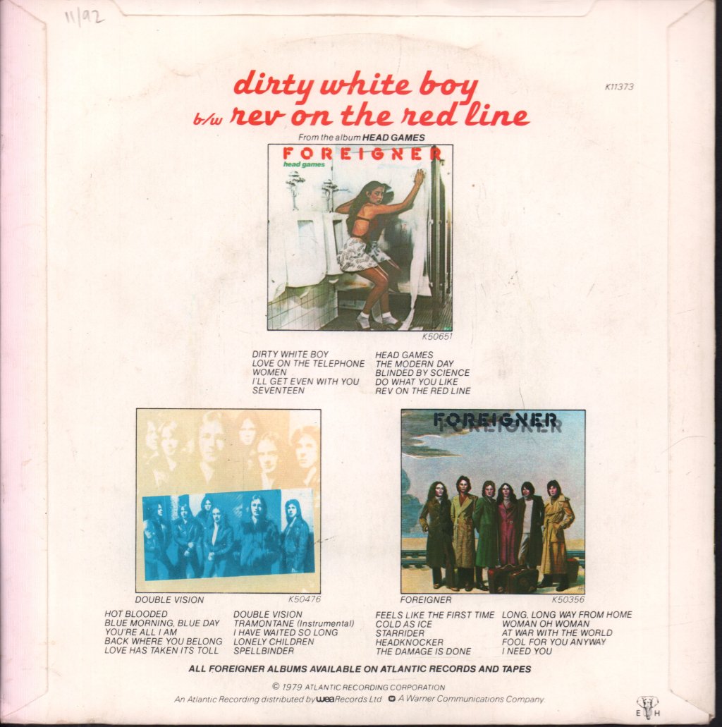 Foreigner - Dirty White Boy - 7 Inch