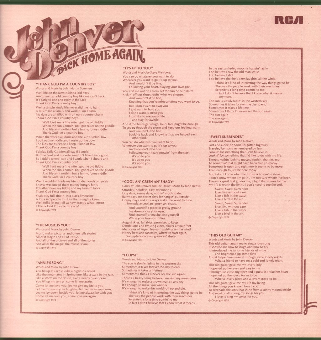 John Denver - Back Home Again - Lp