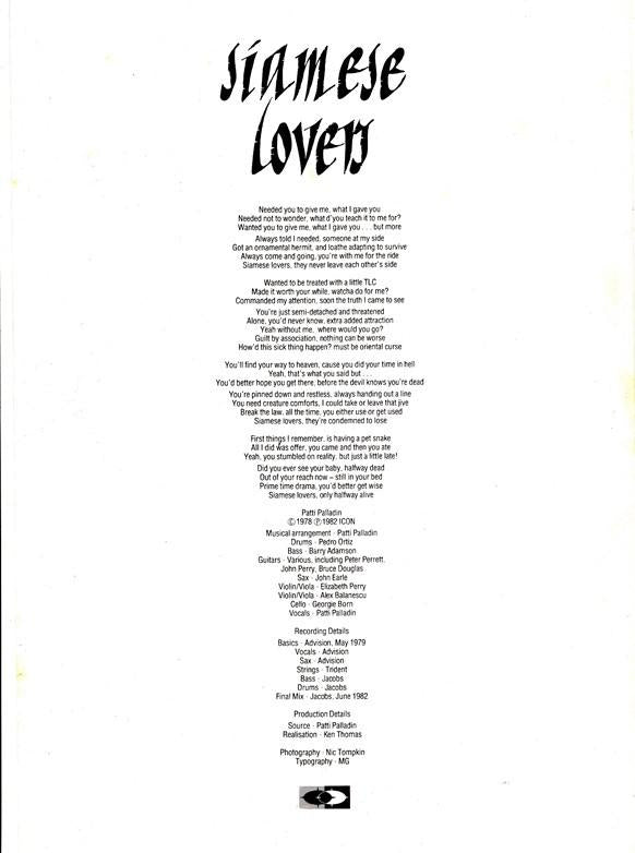 Patti Palladin - Trial By Fire / Siamese Lovers - 12 Inch
