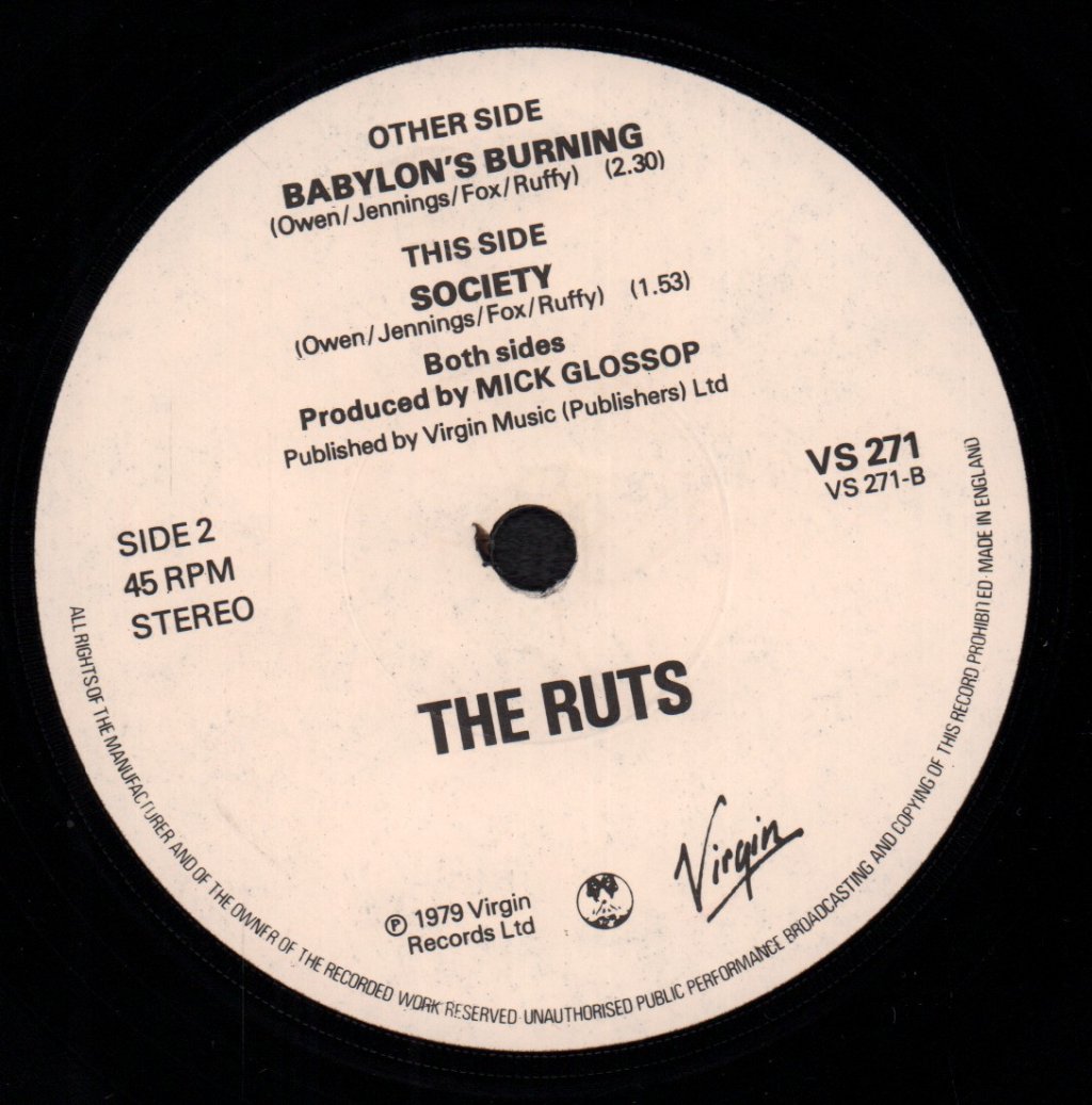 Ruts - Babylon's Burning - 7 Inch