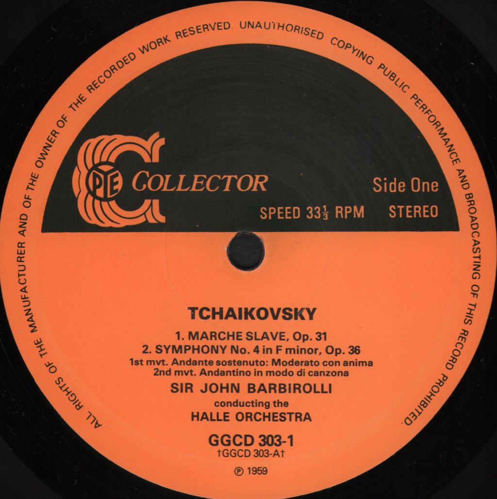 Sir John Barbirolli / Halle Orchestra - Tchaikovsky - Marche Slave Op.31 / Symphony No.4 / Symphony No.5 - Double Lp