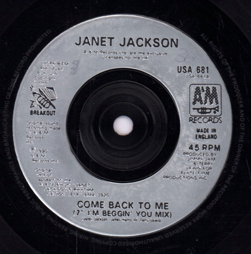 Janet Jackson - Come Back To Me - 7 Inch