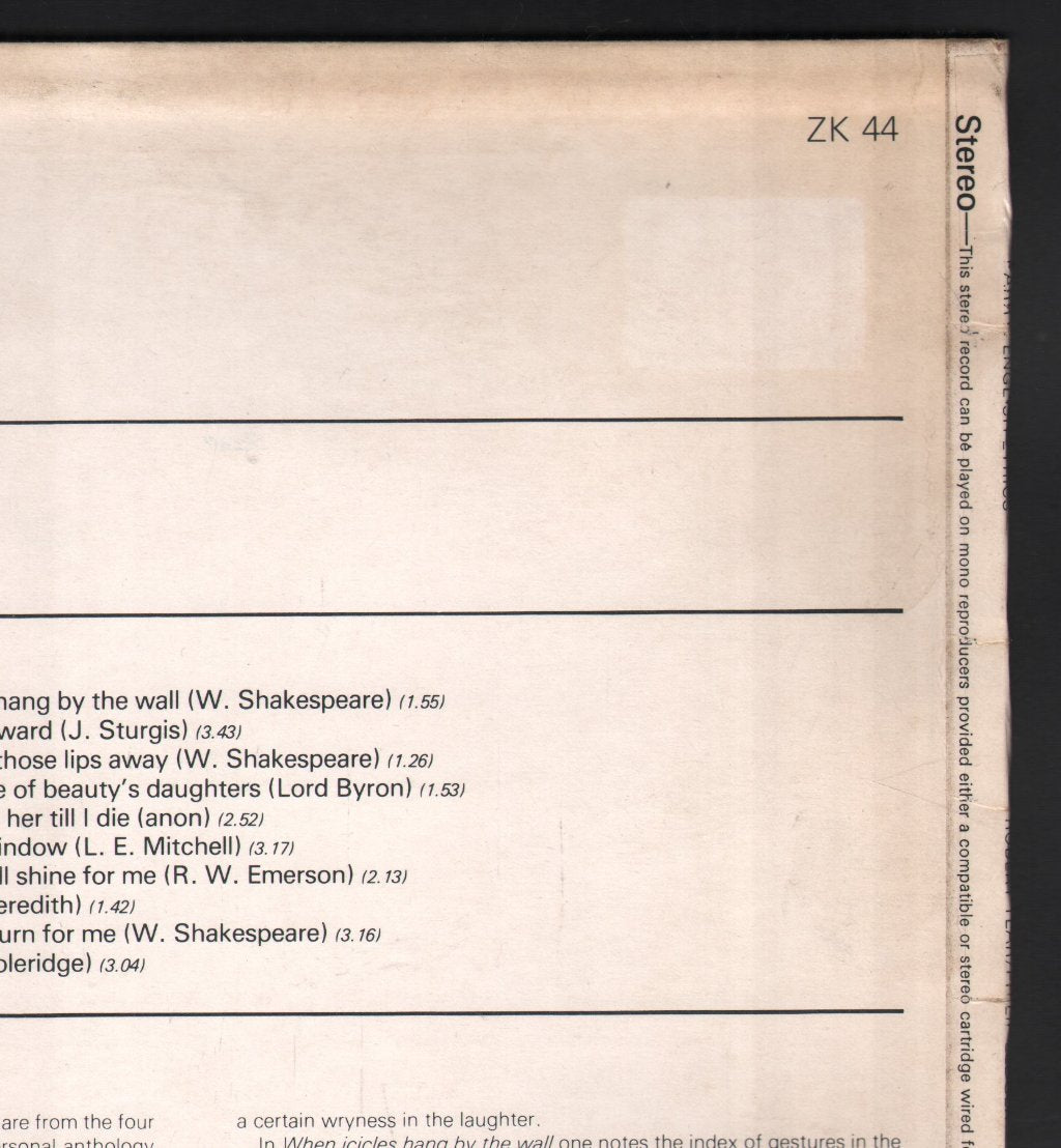 Robert Tear And Philip Ledger - Parry English Lyrics - Lp