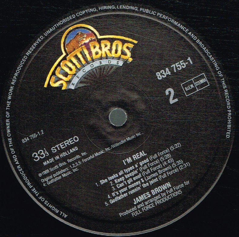 James Brown With Full Force - I'm Real - Lp
