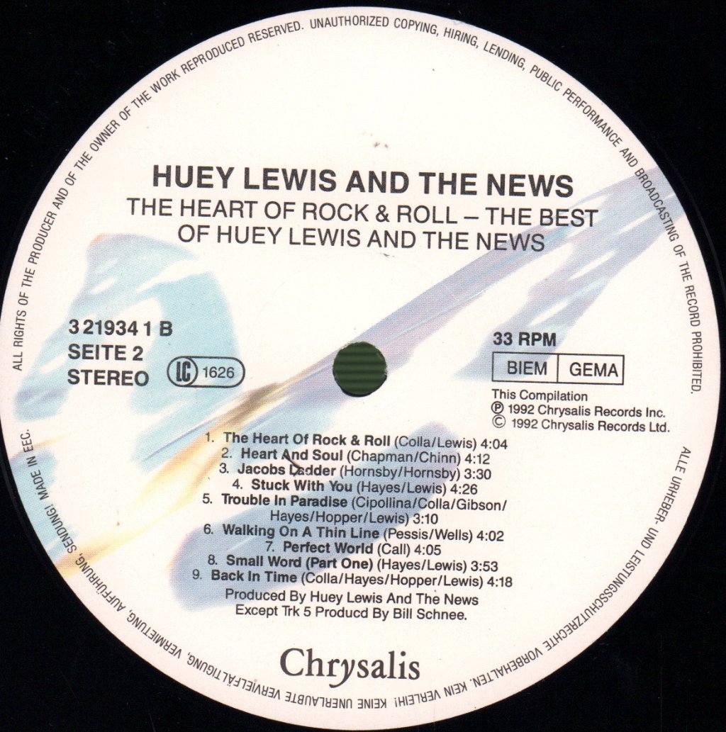 Huey Lewis & The News - Heart Of Rock & Roll (Best Of) - Lp