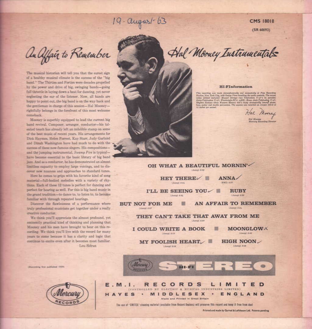 Hal Mooney - An Affair To Remember - Lp