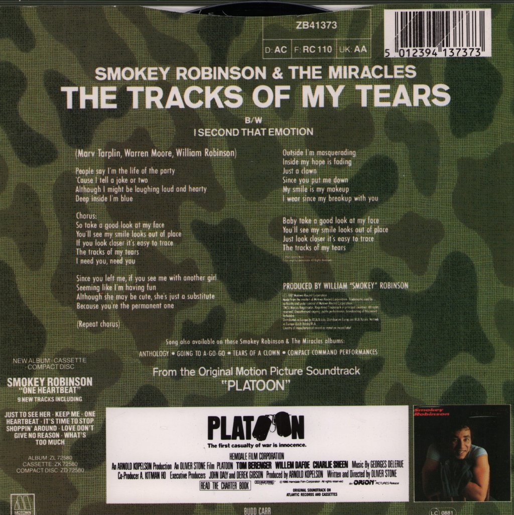 Smokey Robinson And The Miracles - Tracks Of My Tears - 7 Inch