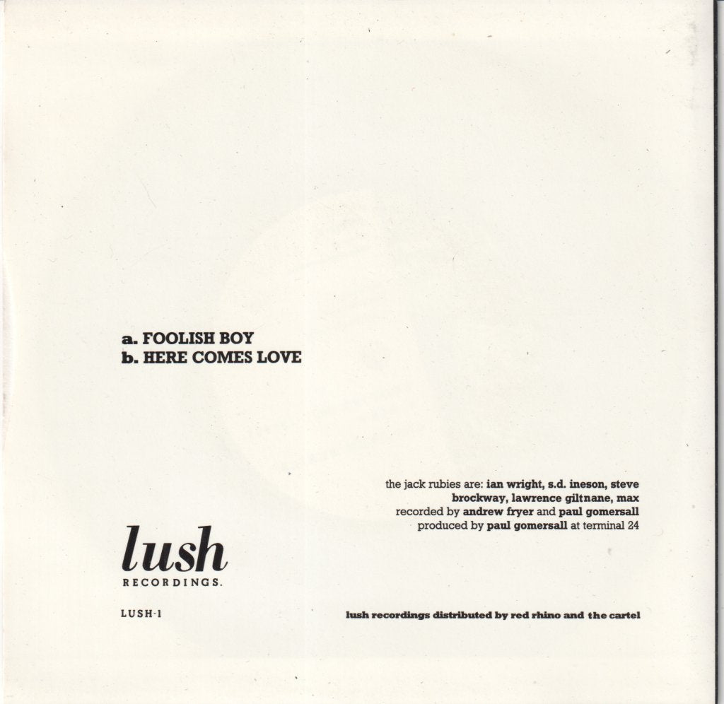 Jack Rubies - Foolish Boy - 7 Inch
