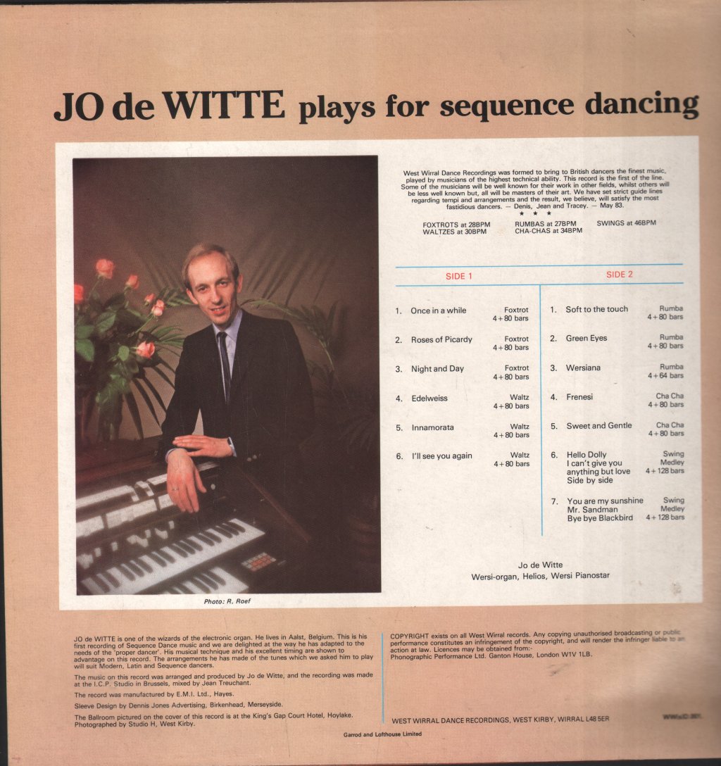Jo De Witte - Plays For Sequence Dancing - Lp