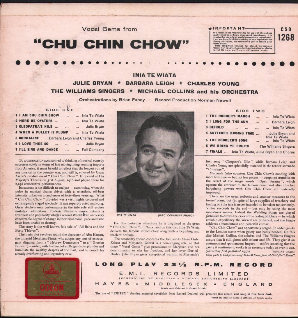 Inia Te Wiata / Julie Bryan / Barbara Leigh / Charles Young / Williams Singers - Vocal Gems From "Chu Chin Chow" - Lp