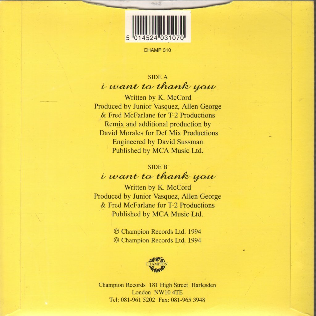 Robin S - I Want To Thank You - 7 Inch
