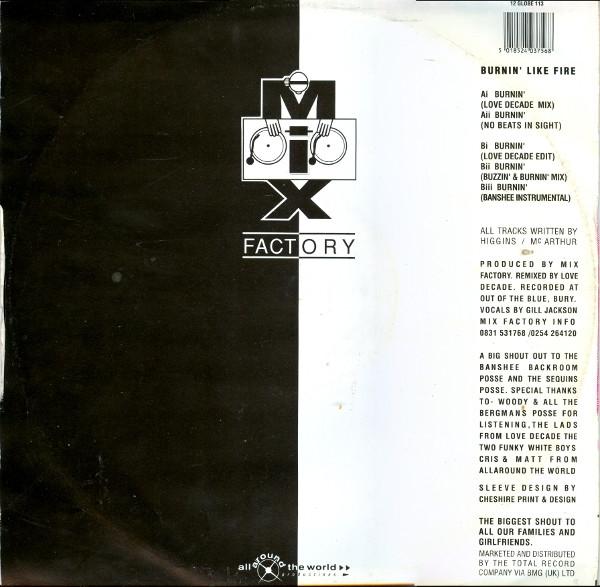 Mix Factory - Burnin' Like Fire - 12 Inch