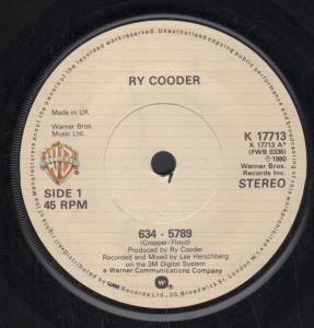 Ry Cooder - 634-5789 - 7 Inch