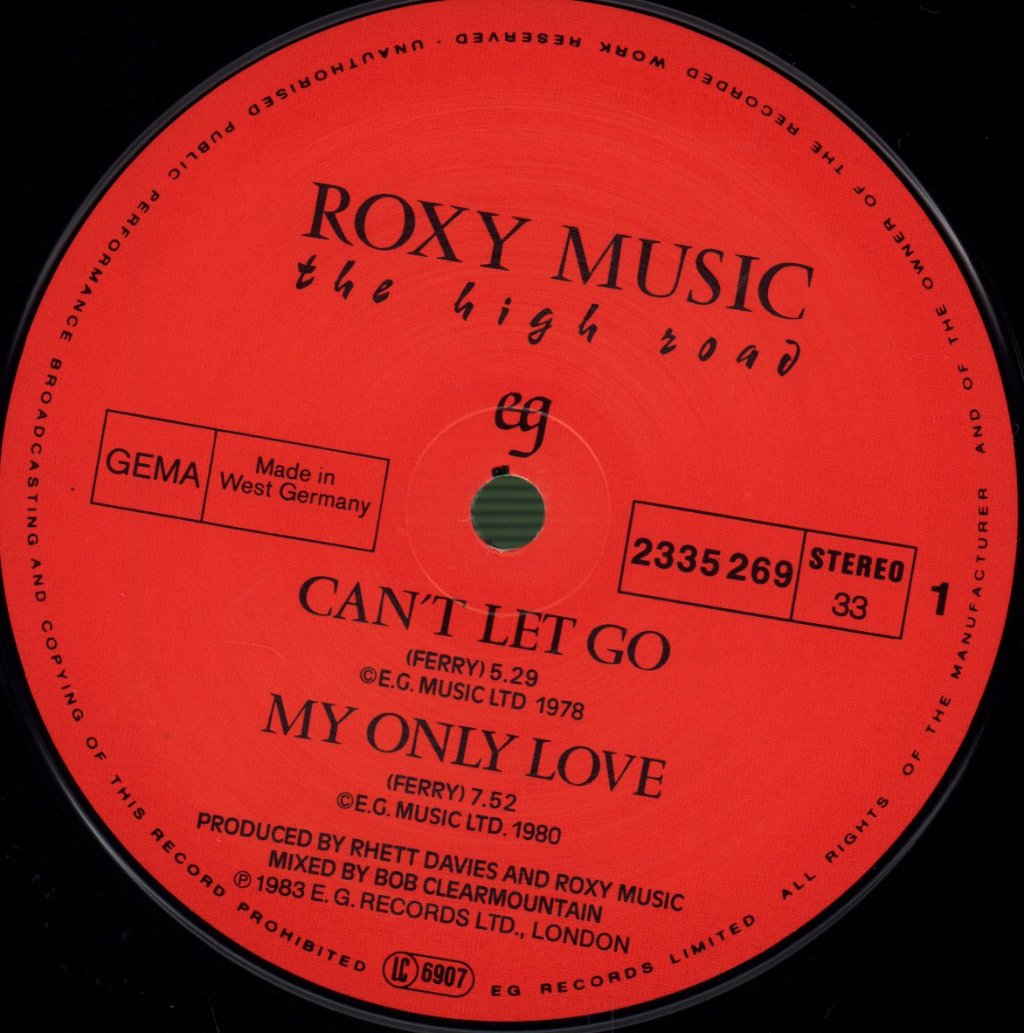 Roxy Music - High Road EP - 12 Inch