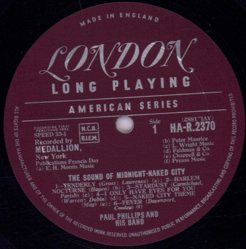 paul phillips and his band - Sound Of Midnight Naked City - Lp