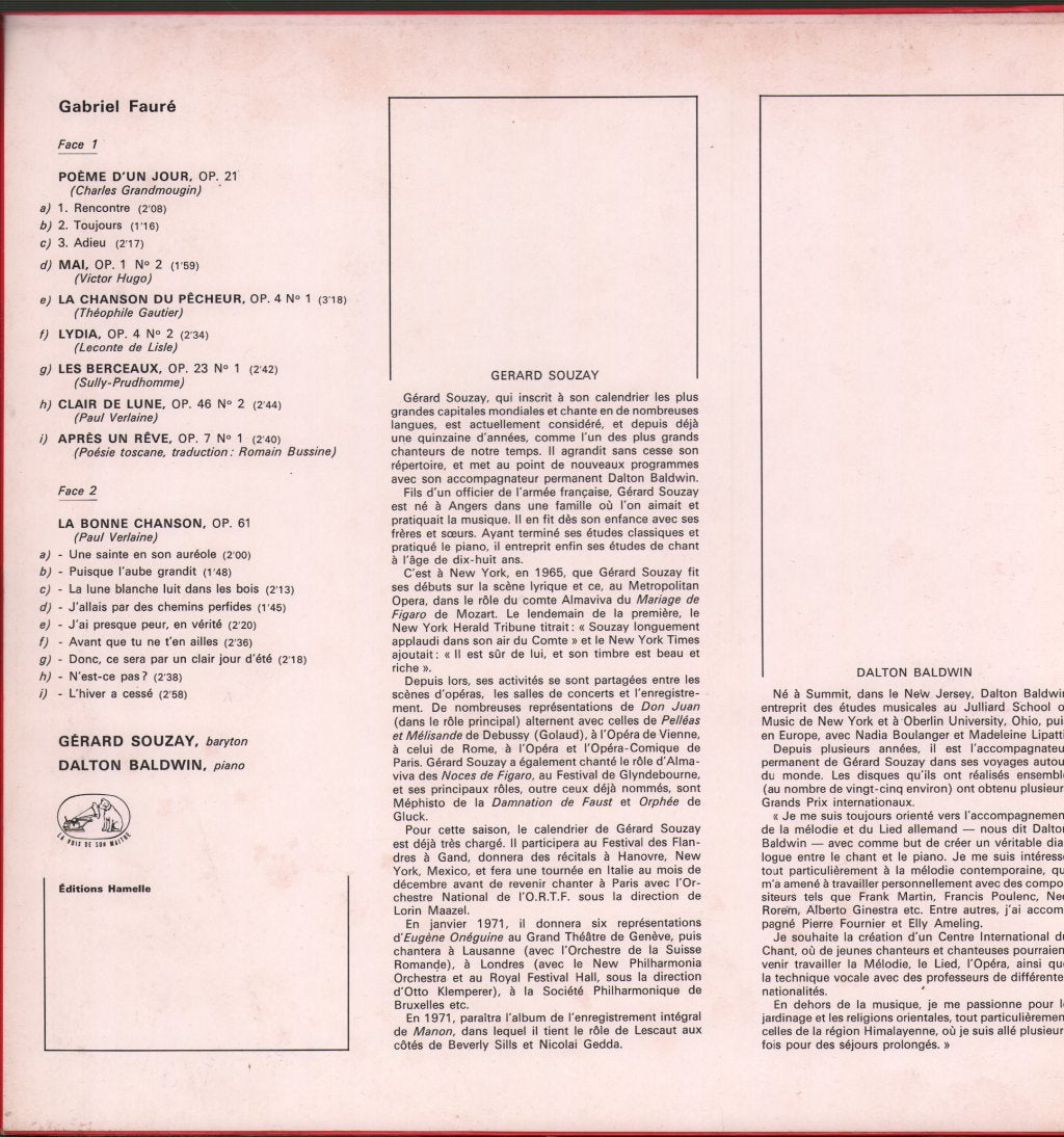Gerard Souzay / Dalton Baldwin - La Bonne Chanson ... - Lp