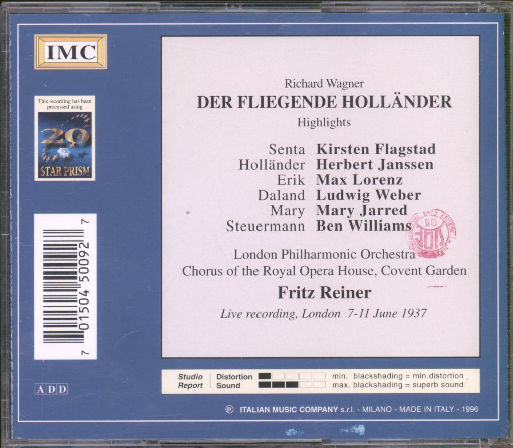 London Philharmonic Orchestra, Chorus Of The Royal Opera House, Covent Garden, Fritz Reiner - Wagner - Der Fliegende Holländer - Highlights, 1937 - Double Cd