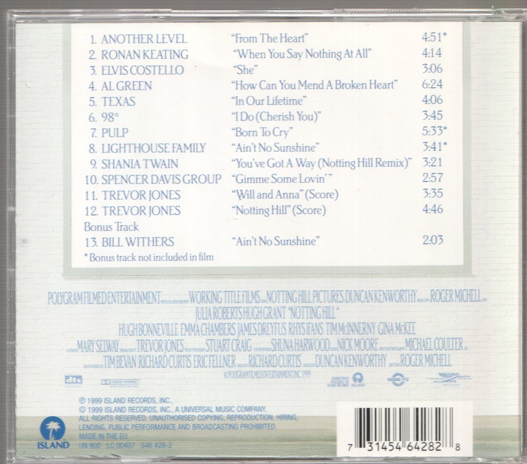 Various - Notting Hill (Music From The Motion Picture) - Cd