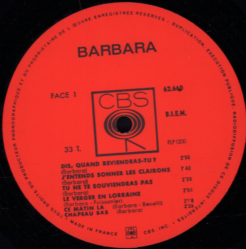 Barbara - Dis, Quand Reviendras-Tu ? - Lp