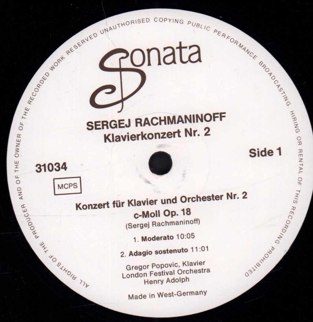 gregor popovic - rachmaninoff Klavierkonzert Nr. 2 - Lp