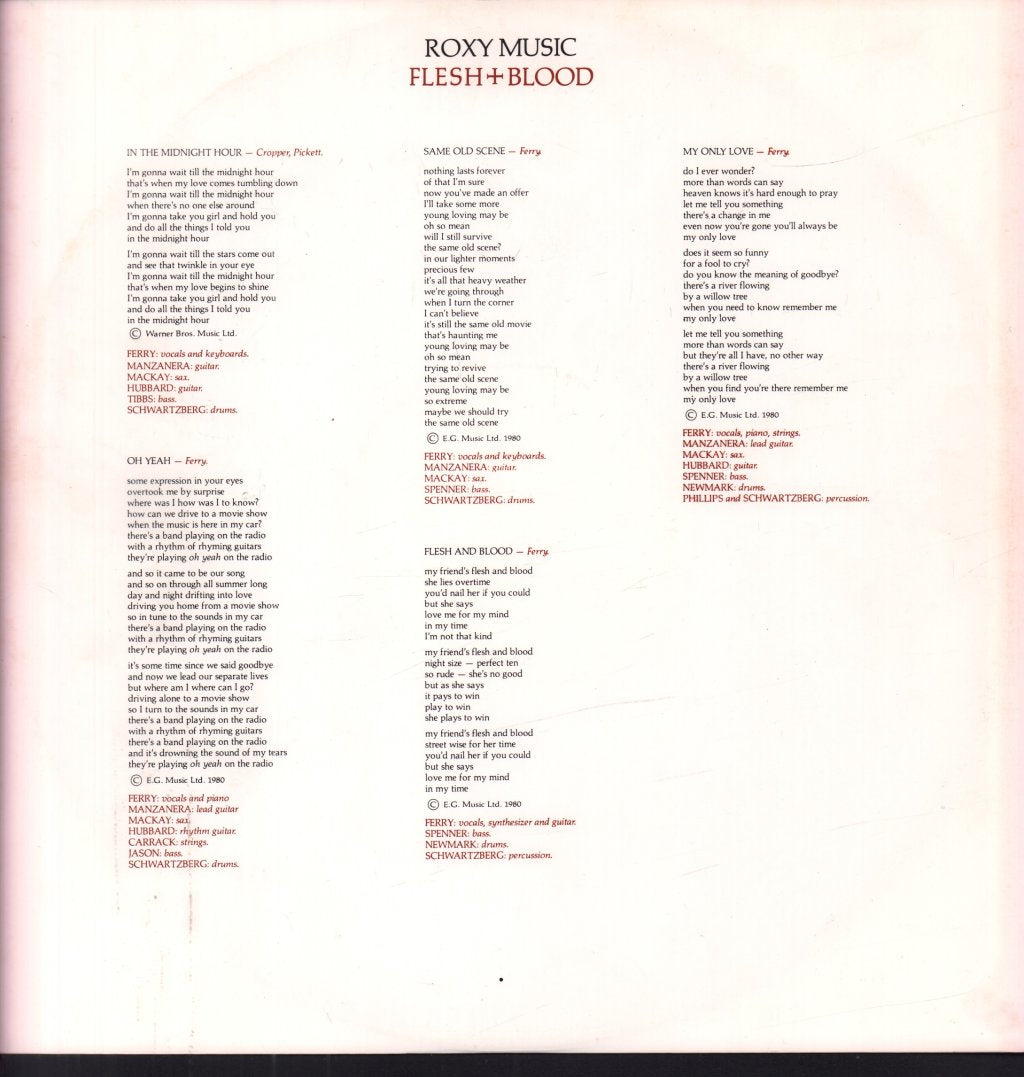 Roxy Music - Flesh And Blood - Lp