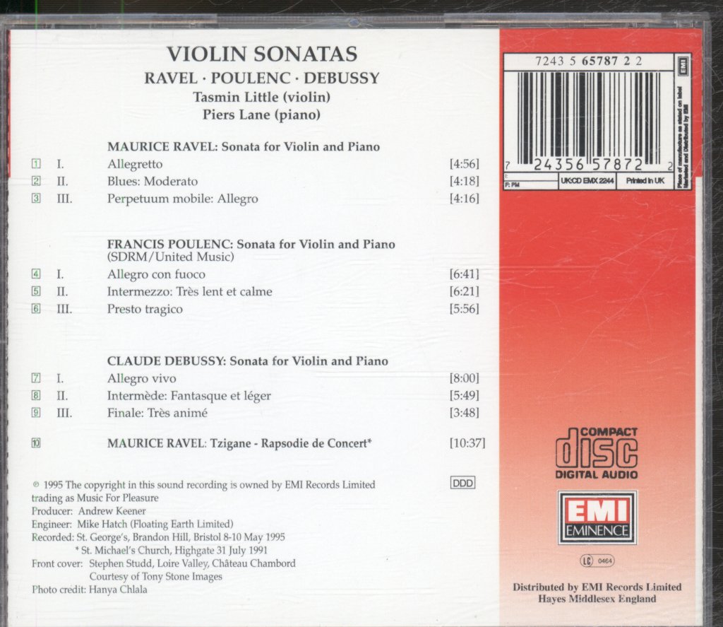 Tasmin Little • Piers Lane - Ravel / Poulenc / Debussy - Violin Sonatas - Cd