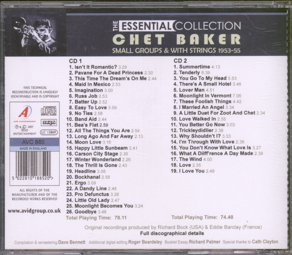 Chet Baker - Essential Collection - Small Groups & With Strings 1953-55 - Double Cd