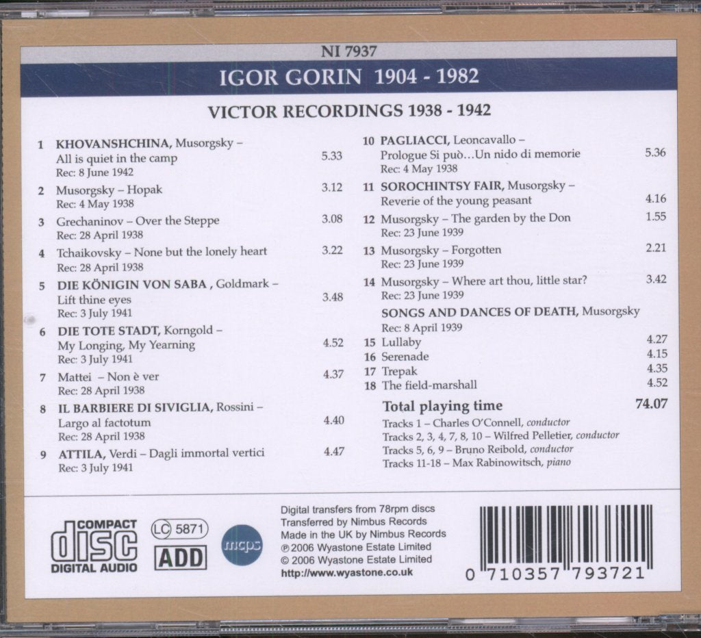 Igor Gorin - In Opera & Song - Cd