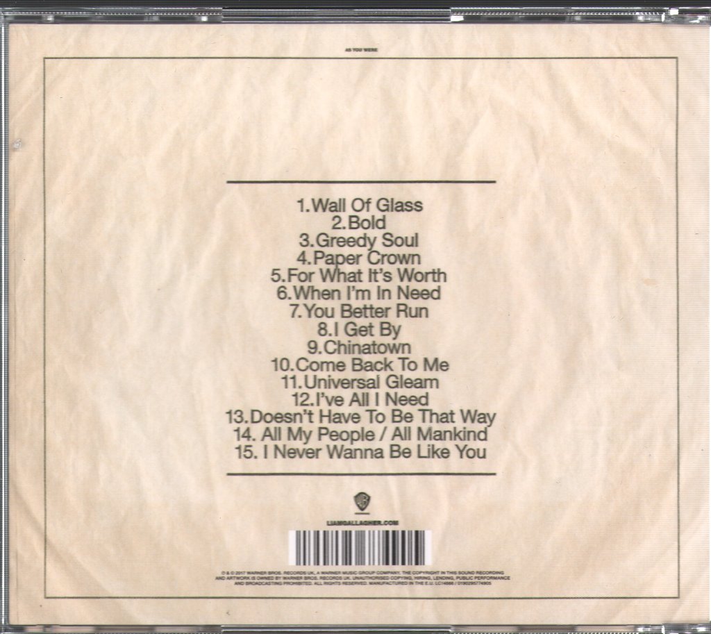 Liam Gallagher - As You Were - Cd