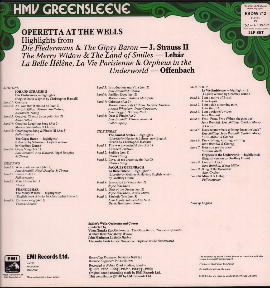 Sadler's Wells Orchestra - Operetta At The Wells - Double Lp