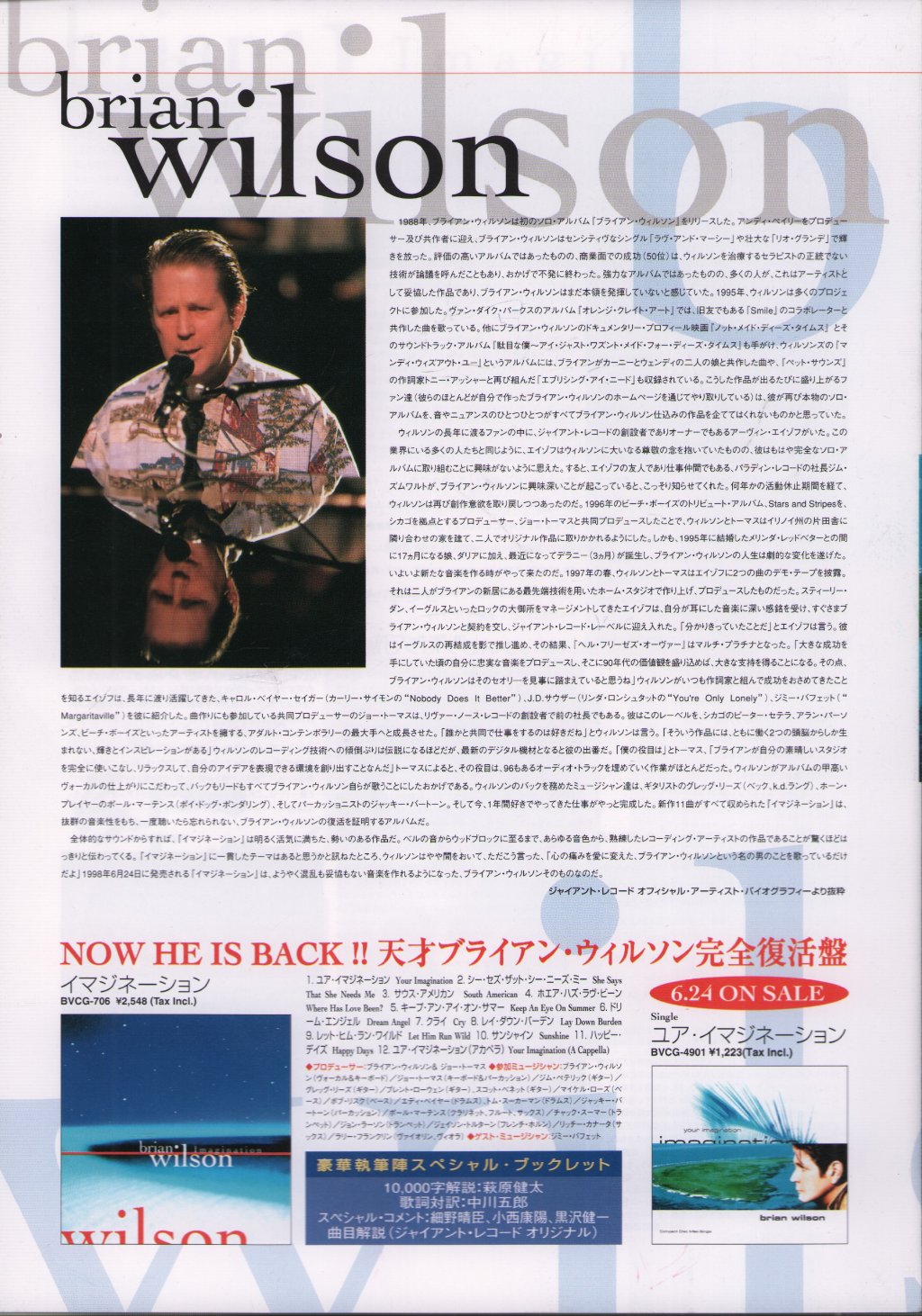 Brian Wilson (Beach Boys) - Imagination - Flyer