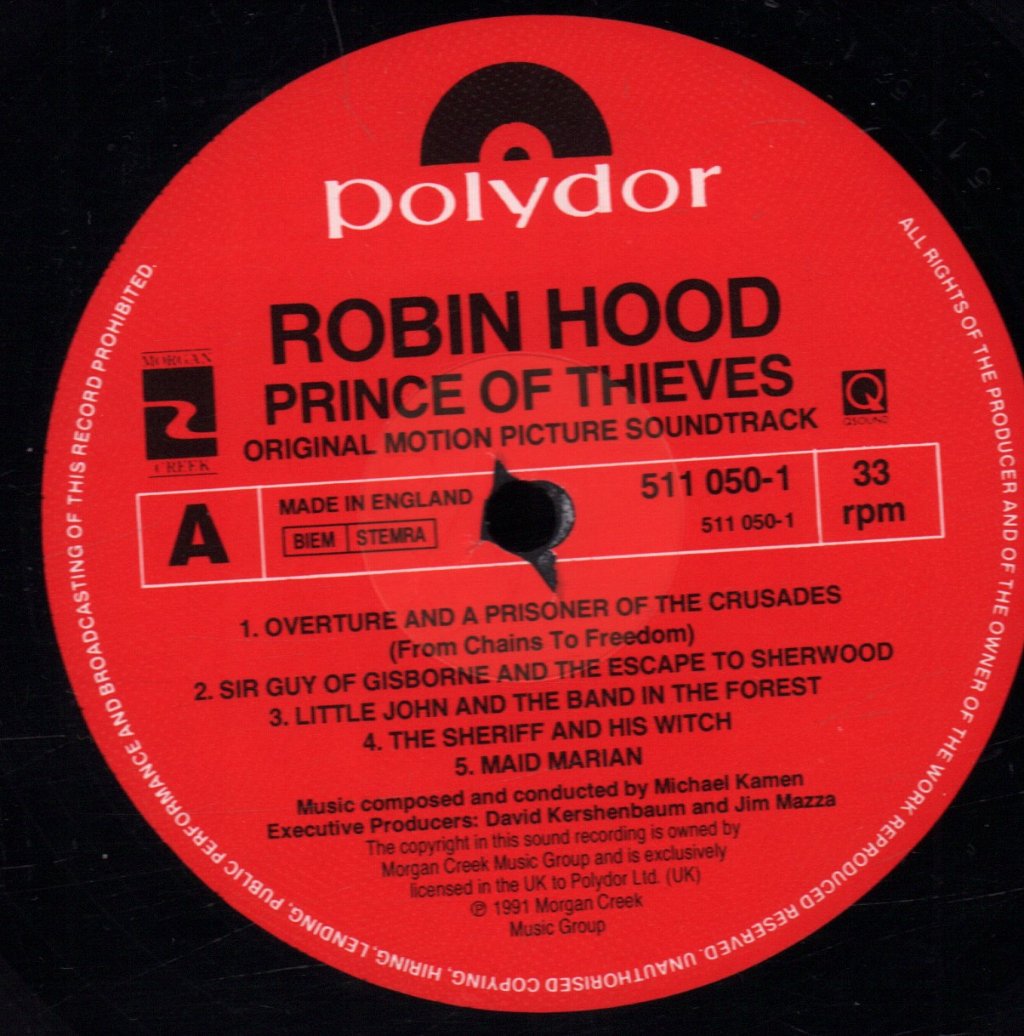 Robin Hood Prince Of Thieves - Original Motion Picture Soundtrack - Lp