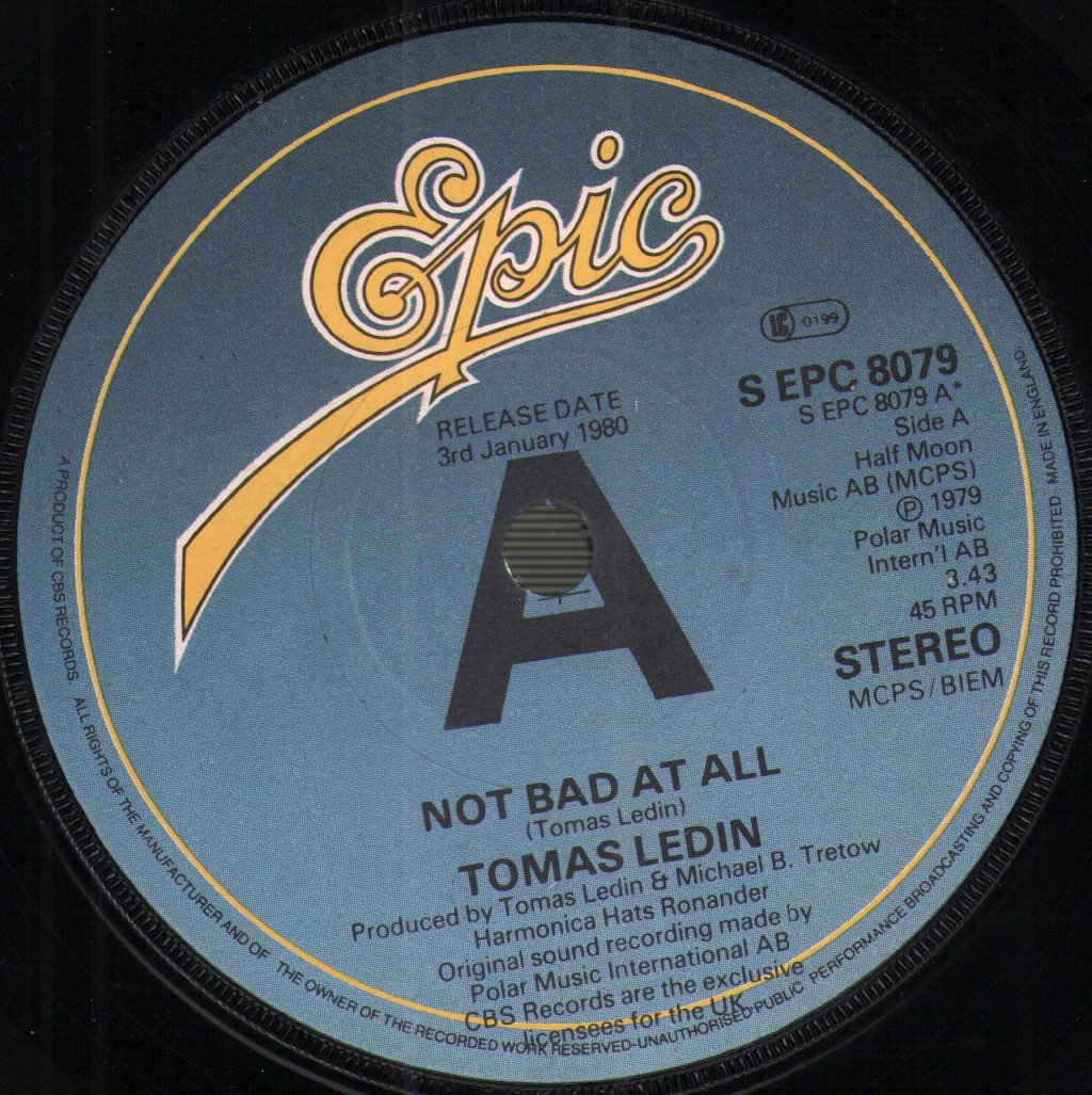 Tomas Ledin - Not Bad At All - 7 Inch