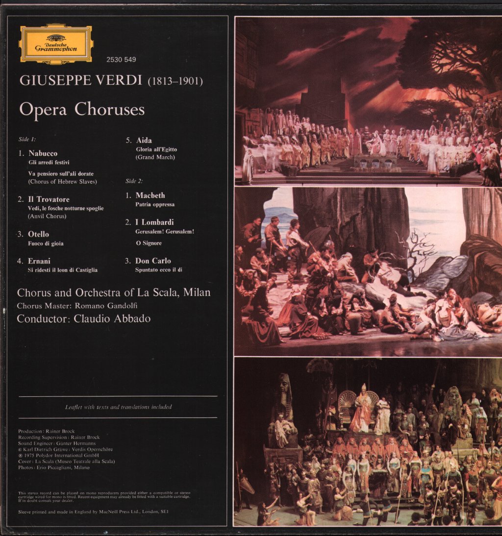 Claudio Abbado / Chorus and Orchestra of La Scala, Milan - Verdi - Opera Choruses - Lp