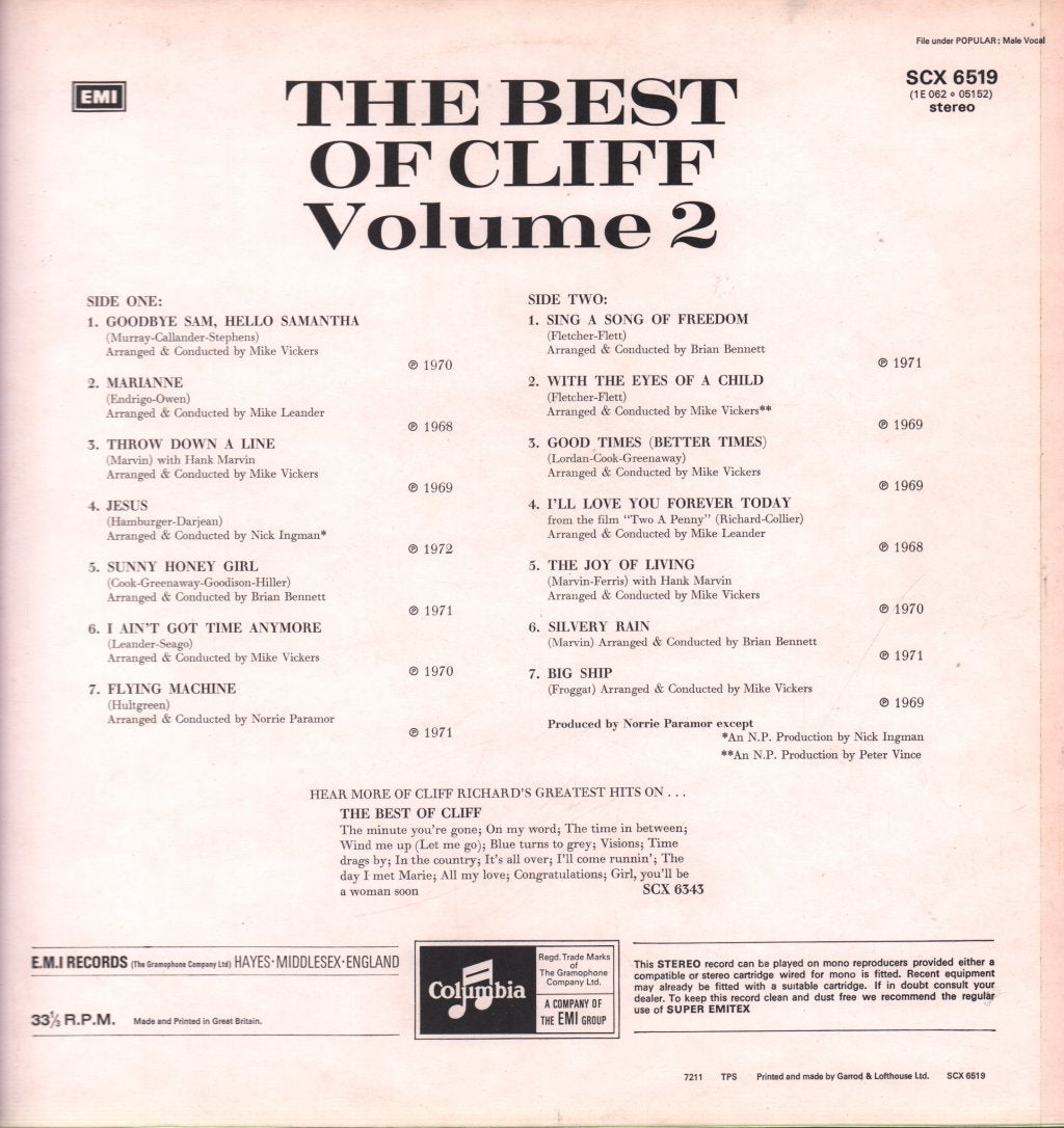 Cliff Richard - Best Of Cliff Vol 2 - Lp