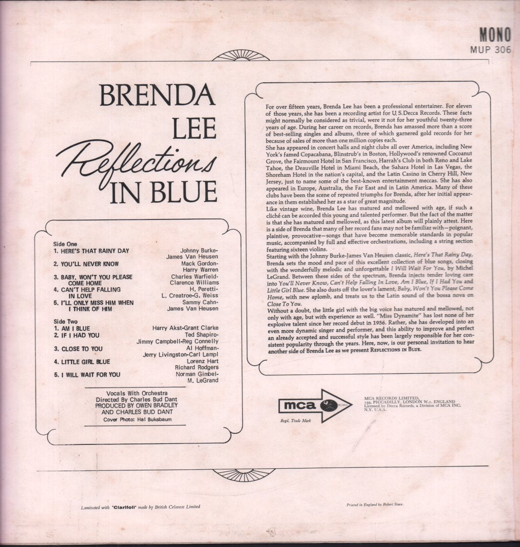 Brenda Lee - Reflections In Blue - Lp