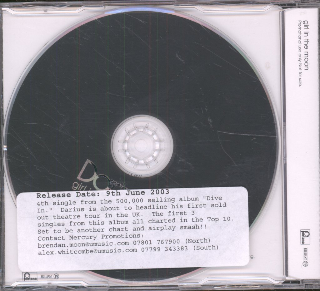 Darius (Male Pop) - Girl In The Moon - Cd