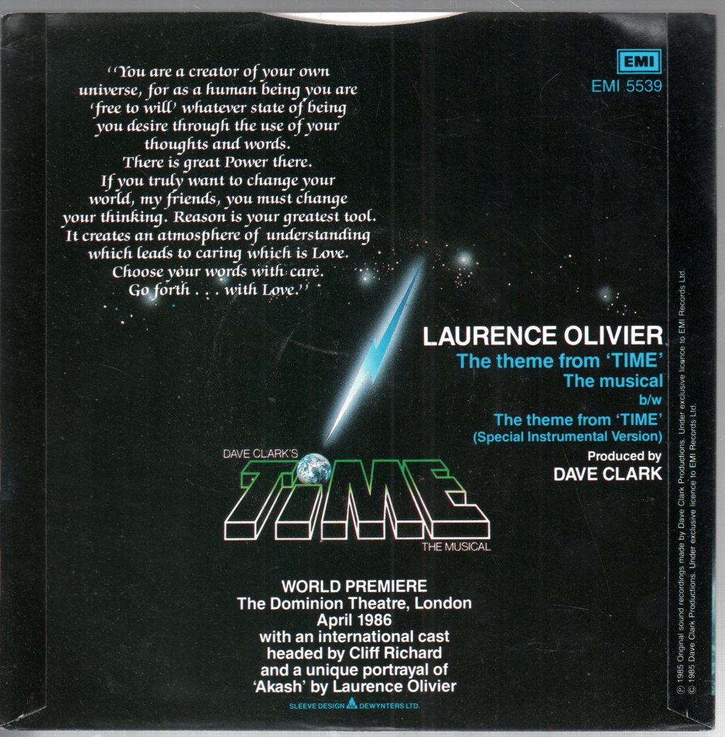 Laurence Olivier - Theme From Time The Musical - 7 Inch