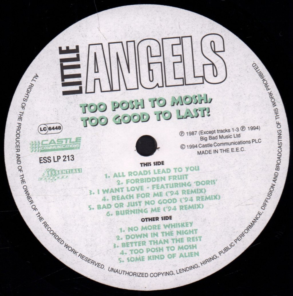 Little Angels - Too Posh To Mosh Too Good To Last - Lp