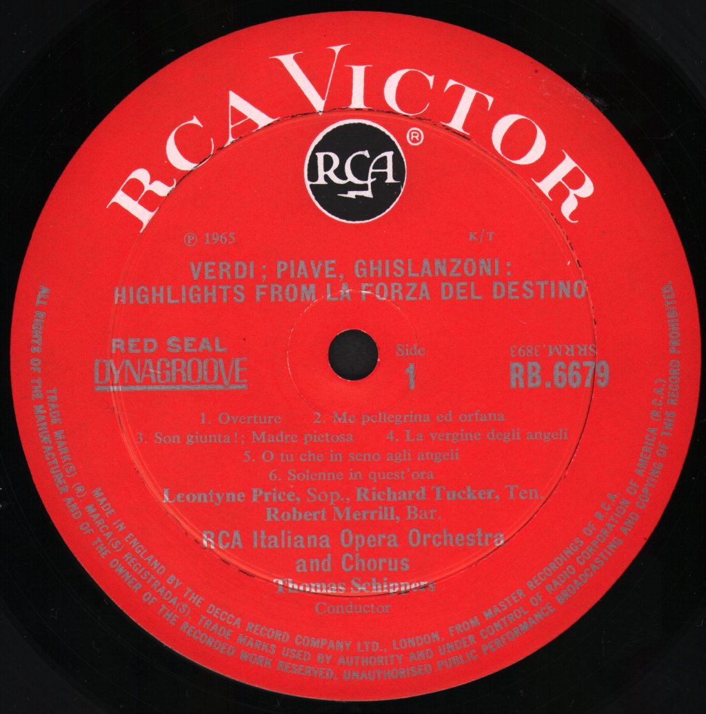 Leontyne Price / Richard Tucker / Robert Merrill / Shirley Verrett / RCA Italiana Opera Orchestra - Verdi - La Forza del Destino - Lp