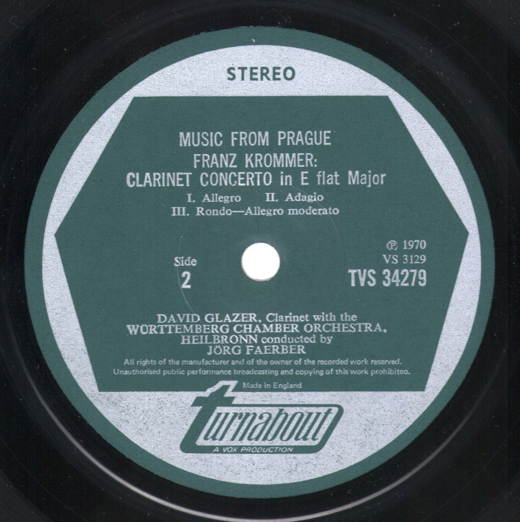David Glazer / Felicja Blumental - Music From Prague - Krommer Clarinet Concerto / Kozeluch Piano Concerto - Lp