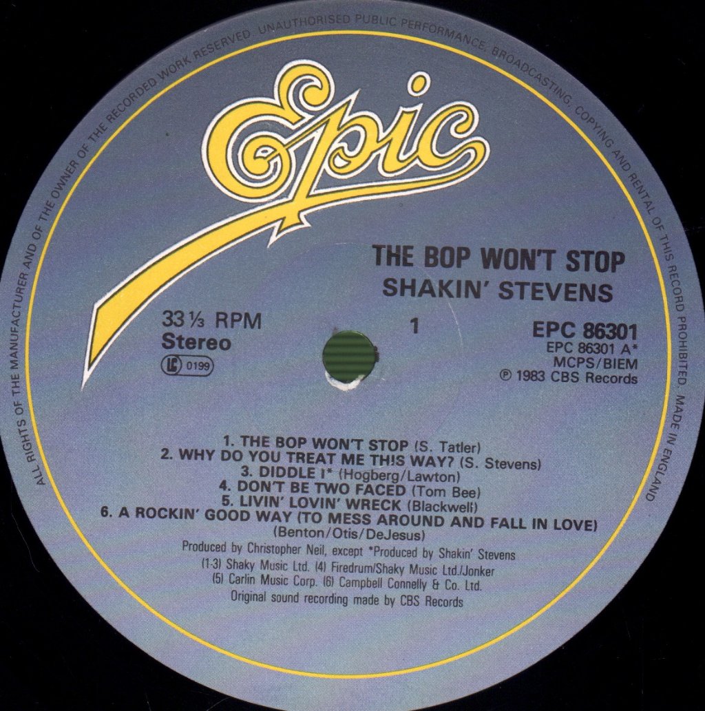 Shakin' Stevens - Bop Won't Stop - Lp