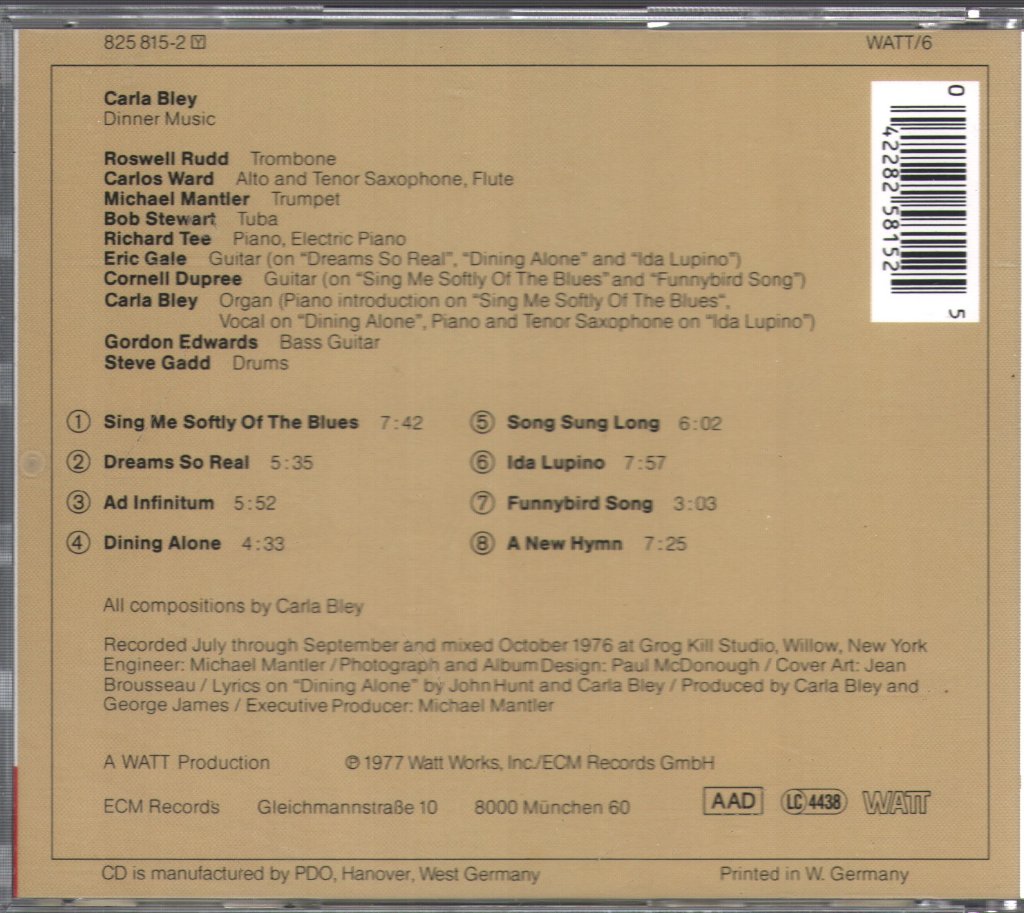 Carla Bley - Dinner Music - Cd