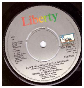 Kenny Rogers With Kim Carnes - Don't Fall In Love With A Dreamer - 7 Inch