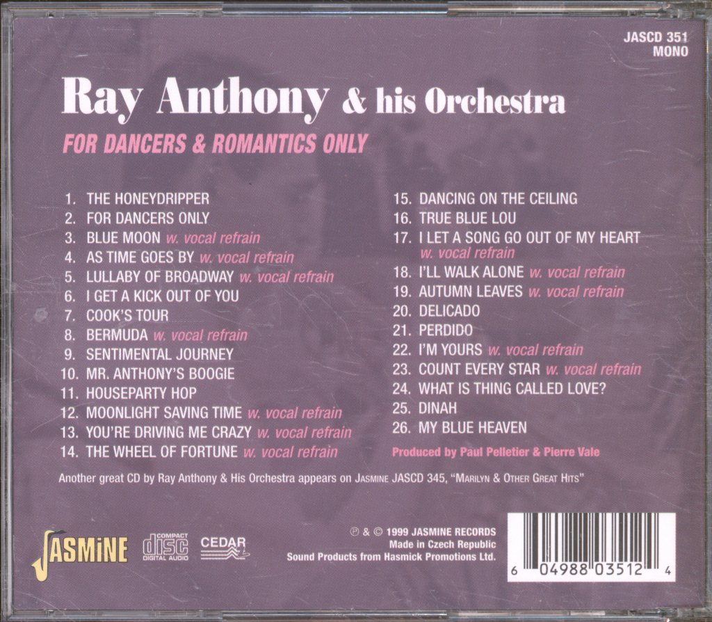 Ray Anthony and His Orchestra - For Dancers & Romantics Only - Cd
