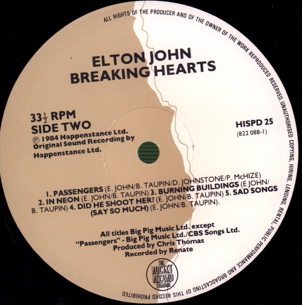 Elton John - Breaking Hearts - Lp