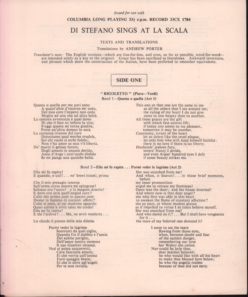 Giuseppe Di Stefano - Sings At La Scala - Lp