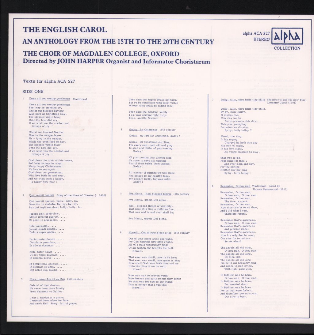 Magdalen College Choir Oxford / John Harper - English Carol - Lp