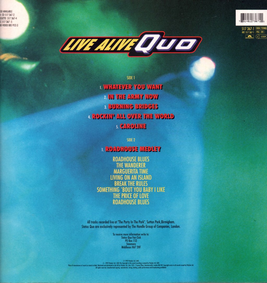 Status Quo - Live Alive Quo - Lp