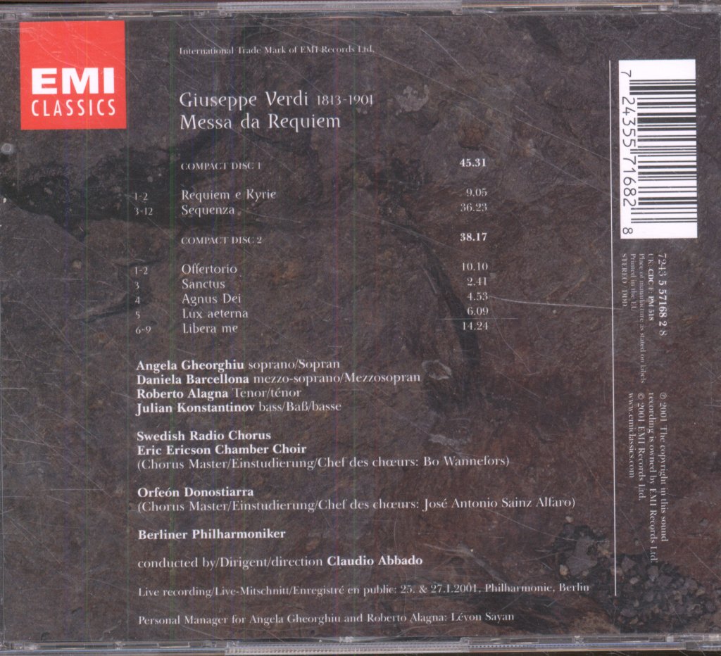 Orfeón Donostiarra, Berliner Philharmoniker - Verdi - Messa Da Requiem - Double Cd